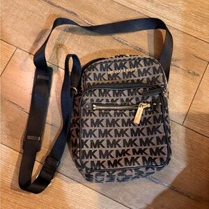 Michael Kors Black and Brown MK Logo Crossbody Belt Bag